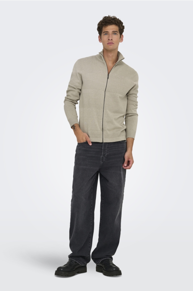 ONSMALIK REG 12 PIN ZIP CARD KNIT N 22033304 SILVER LINING/ MELANGE